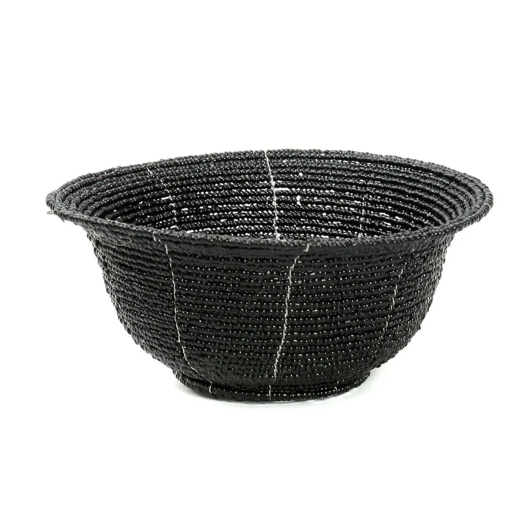 Panier en perles noires pour le bol Le bol perlé bas noir S