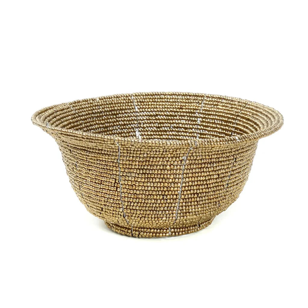 Bol décoratif en perles or pour décoration élégante Le Bol Perlé Bas S
