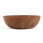 Bol rond en bois de teck naturel avec veinures apparentes