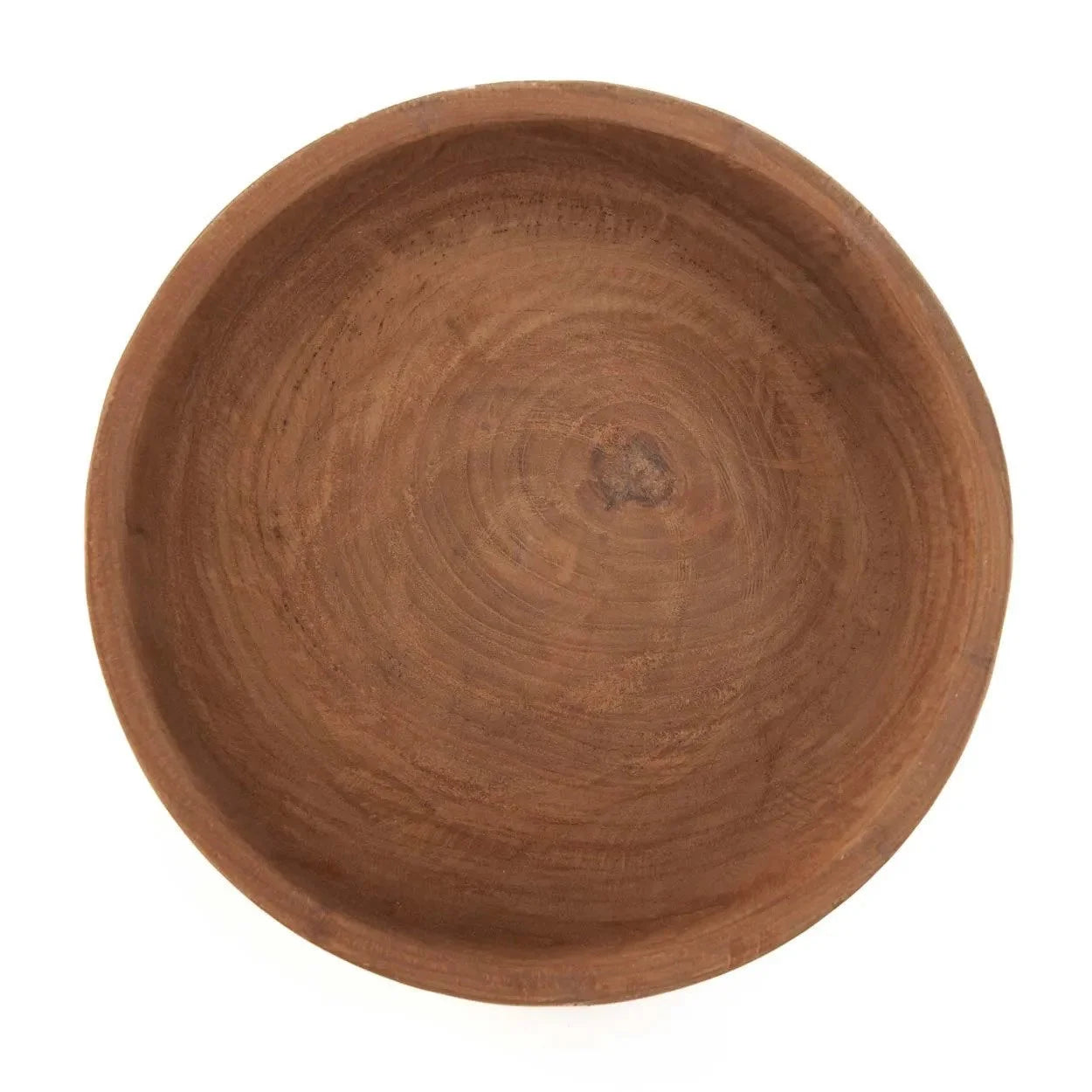 Bol rond en bois de teck naturel avec veinures apparentes, idéal pour la cuisine