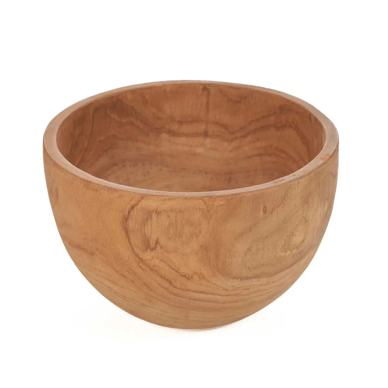 Bol rond en bois de teck naturel avec veinures apparentes, artisanat écologique