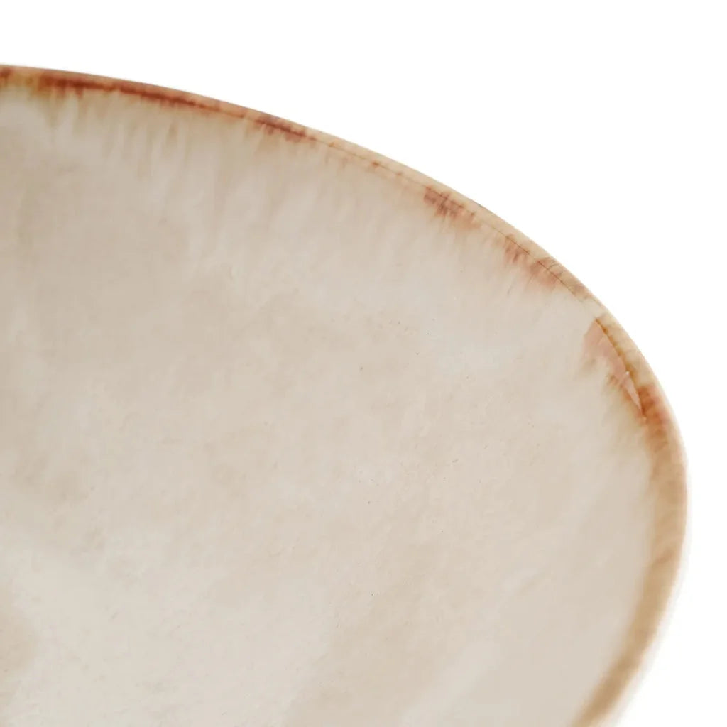Fragment de plat en céramique crème avec bord rustique brun, Le bol de service Cascais - M