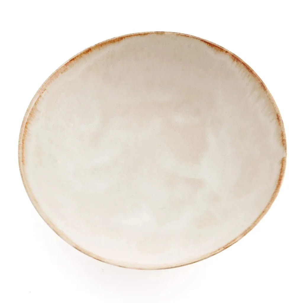 Bol en céramique rond blanc cassé avec bord texturé pour le service Cascais M