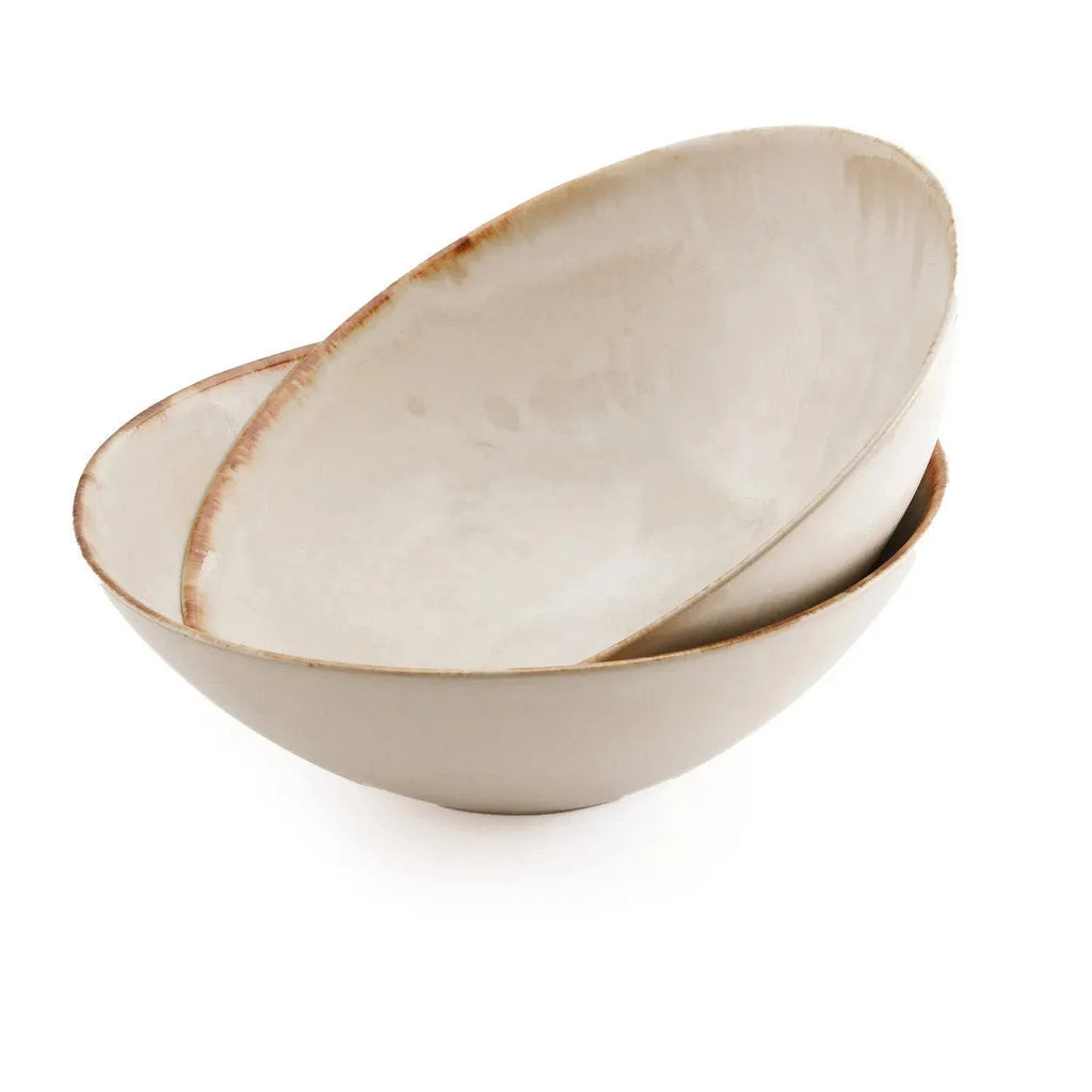 Bol de service en céramique blanche bord doré – Ø32 cm