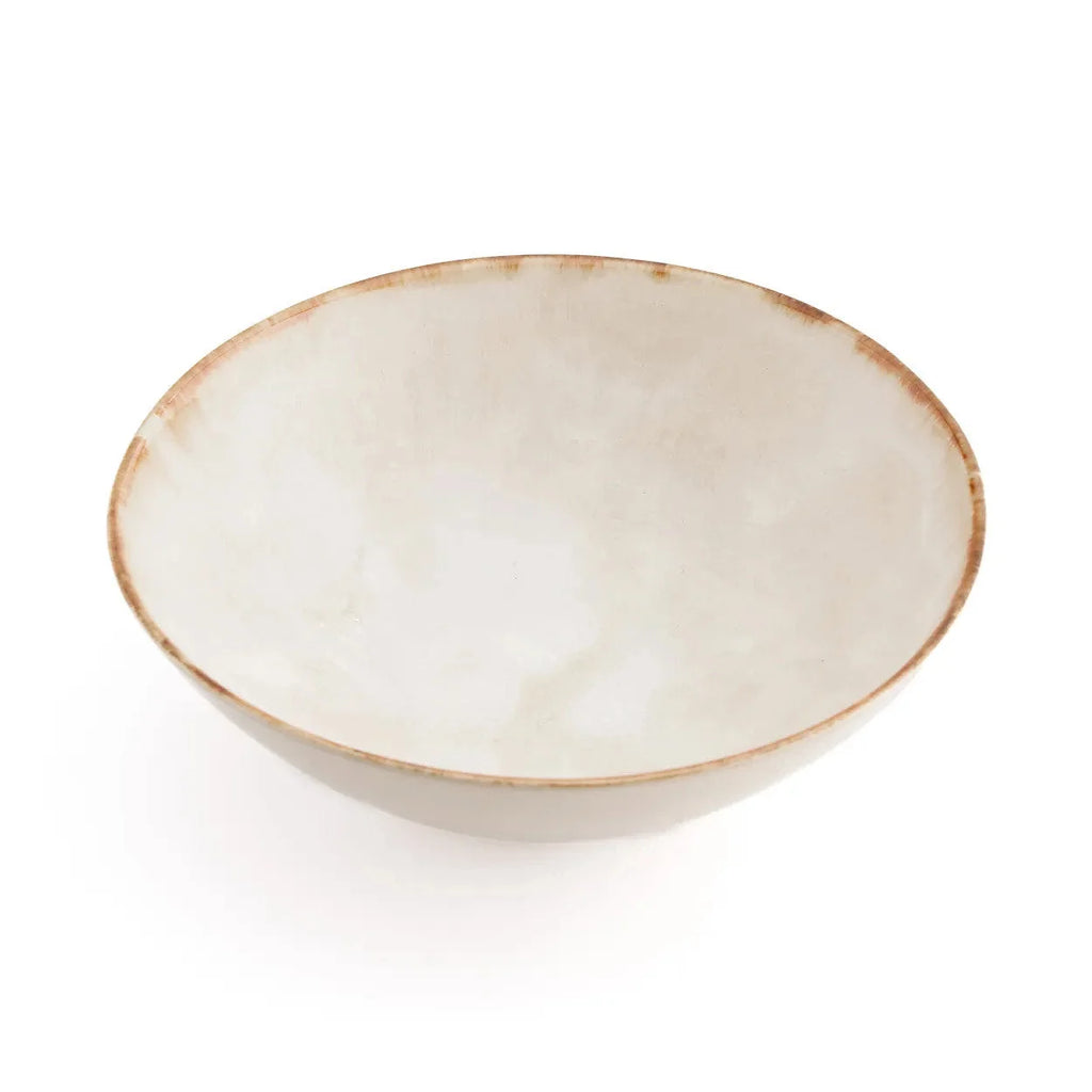 Bol de service en céramique blanche bord doré – Ø32 cm