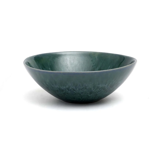 Bol de service en céramique verte foncée de 26 cm, lot de 2
