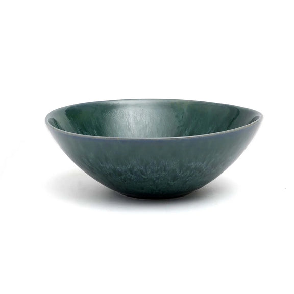 Bol de service en céramique verte foncée de 26 cm, lot de 2