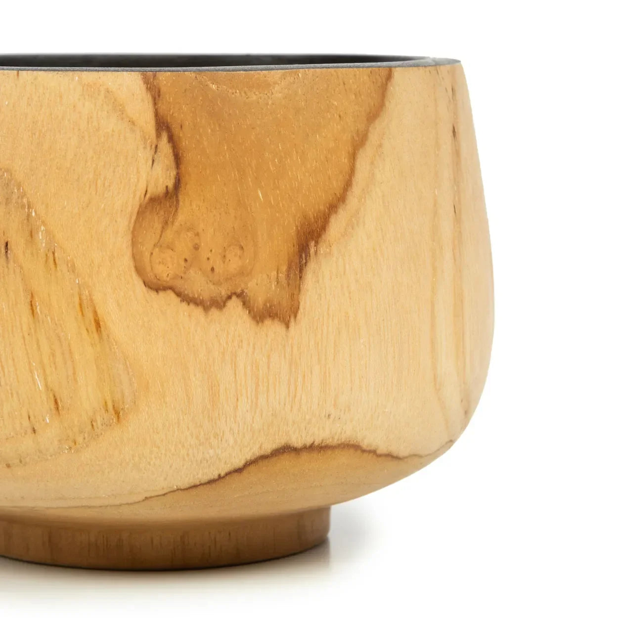 Bol en teck naturel de 12 cm avec intérieur noir, idéal pour rangement ou apéritif