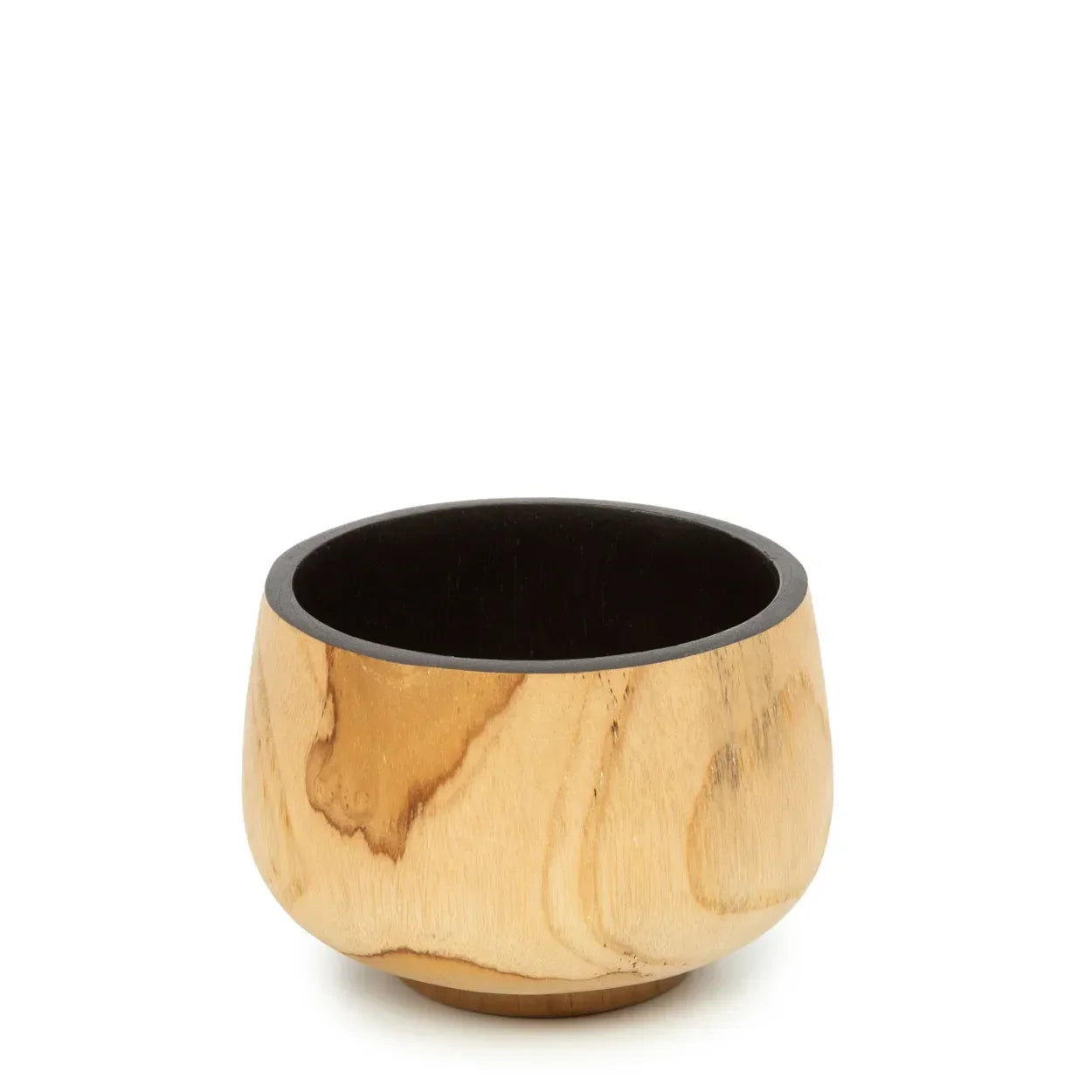 Bol en teck naturel de 12 cm avec intérieur foncé pour rangement ou apéritif