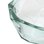 Bol en verre transparent facetté inspiration origami bleu