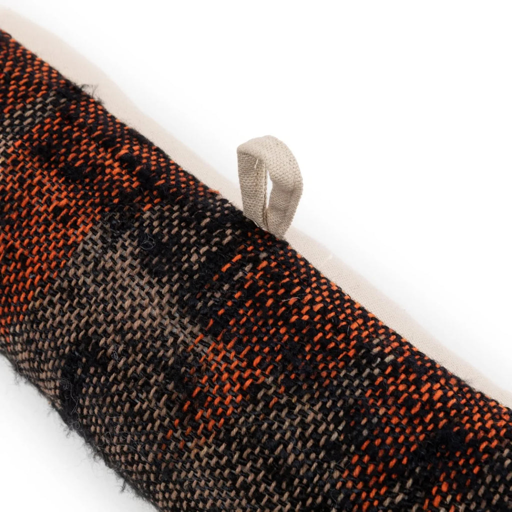 Boudin de porte en coton texturé motif géométrique marron rouge – 80x10 cm