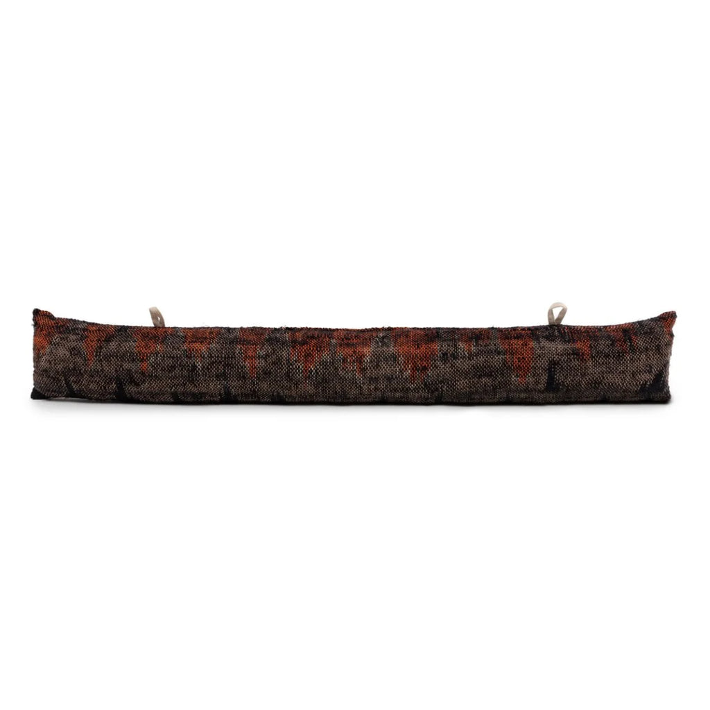 Boudin de porte en coton texturé motif géométrique marron rouge – 80x10 cm