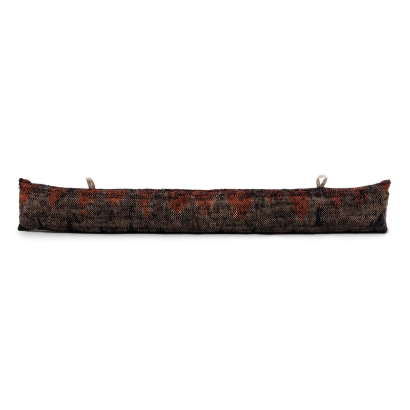 Boudin de porte en coton texturé motif géométrique marron rouge – 80x10 cm