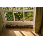 Boudin de porte en coton texturé motif géométrique marron rouge – 80x10 cm