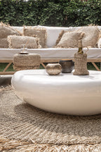 Table basse ovale blanche lisse, finition glossy