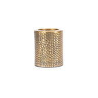 Bougeoir en métal doré relief écailles forme cylindrique pour bougie