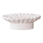 Set de 2 bougeoirs en ciment blanc texturé pierre plissée à bords festonnés