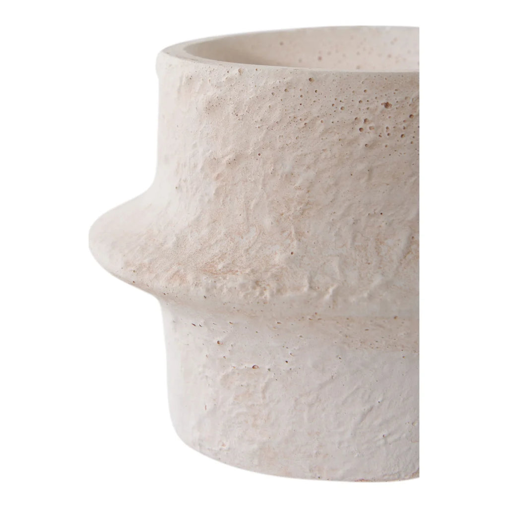 Bougeoirs cylindriques en céramique blanche texturée crème, set de 2