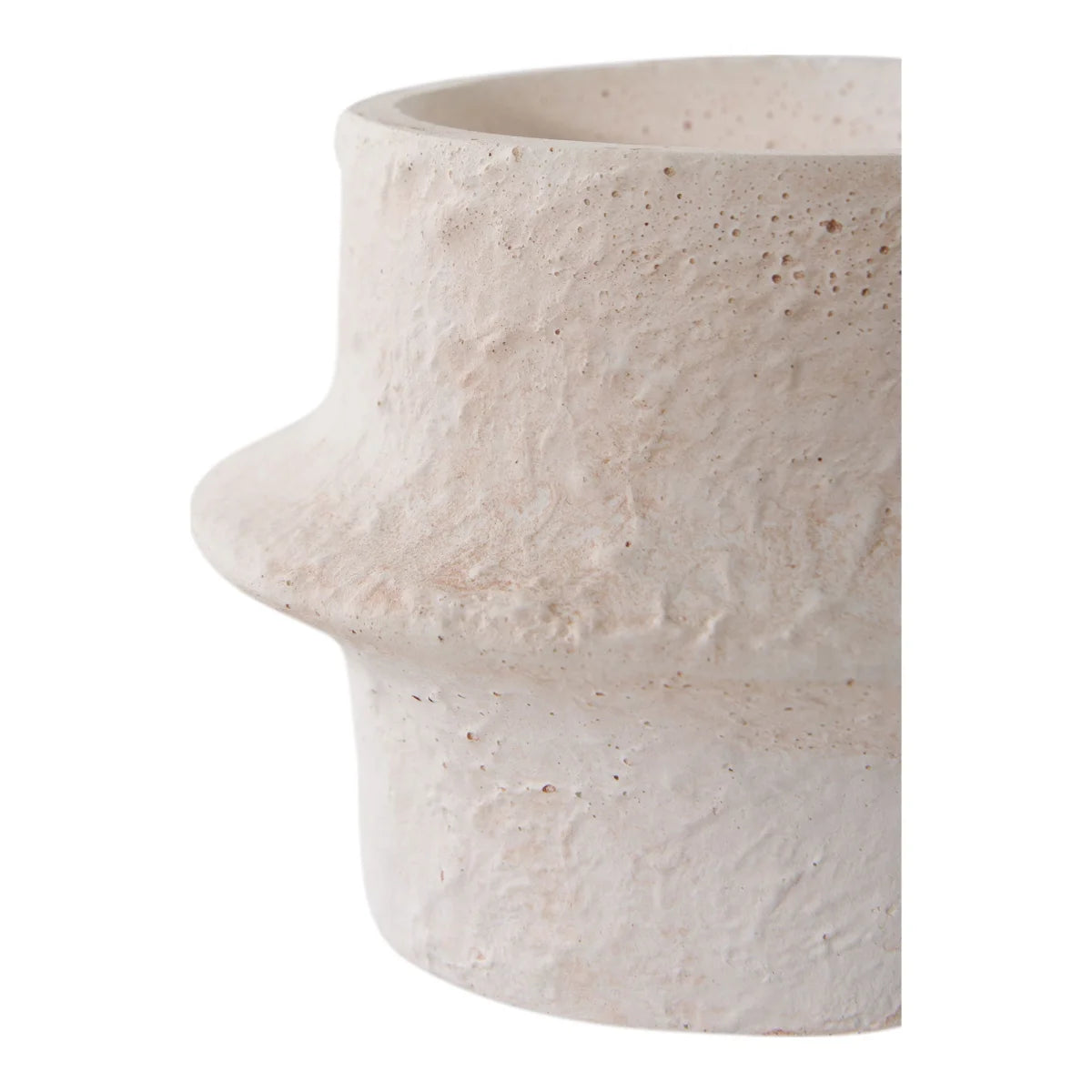 Bougeoirs cylindriques en céramique blanche texturée crème, set de 2