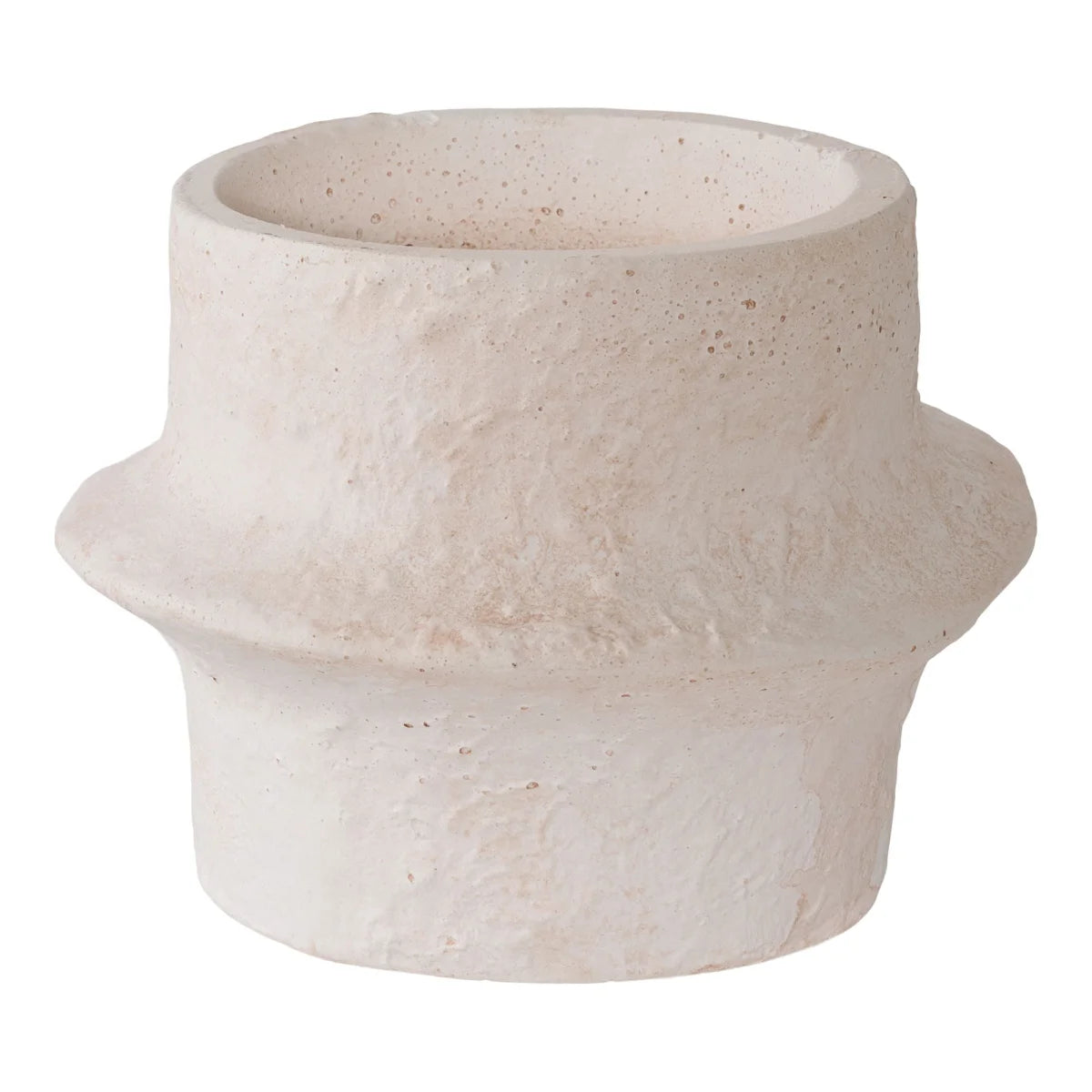 Porte-bougies cylindriques en céramique blanche texturée sculpturale - Set de 2