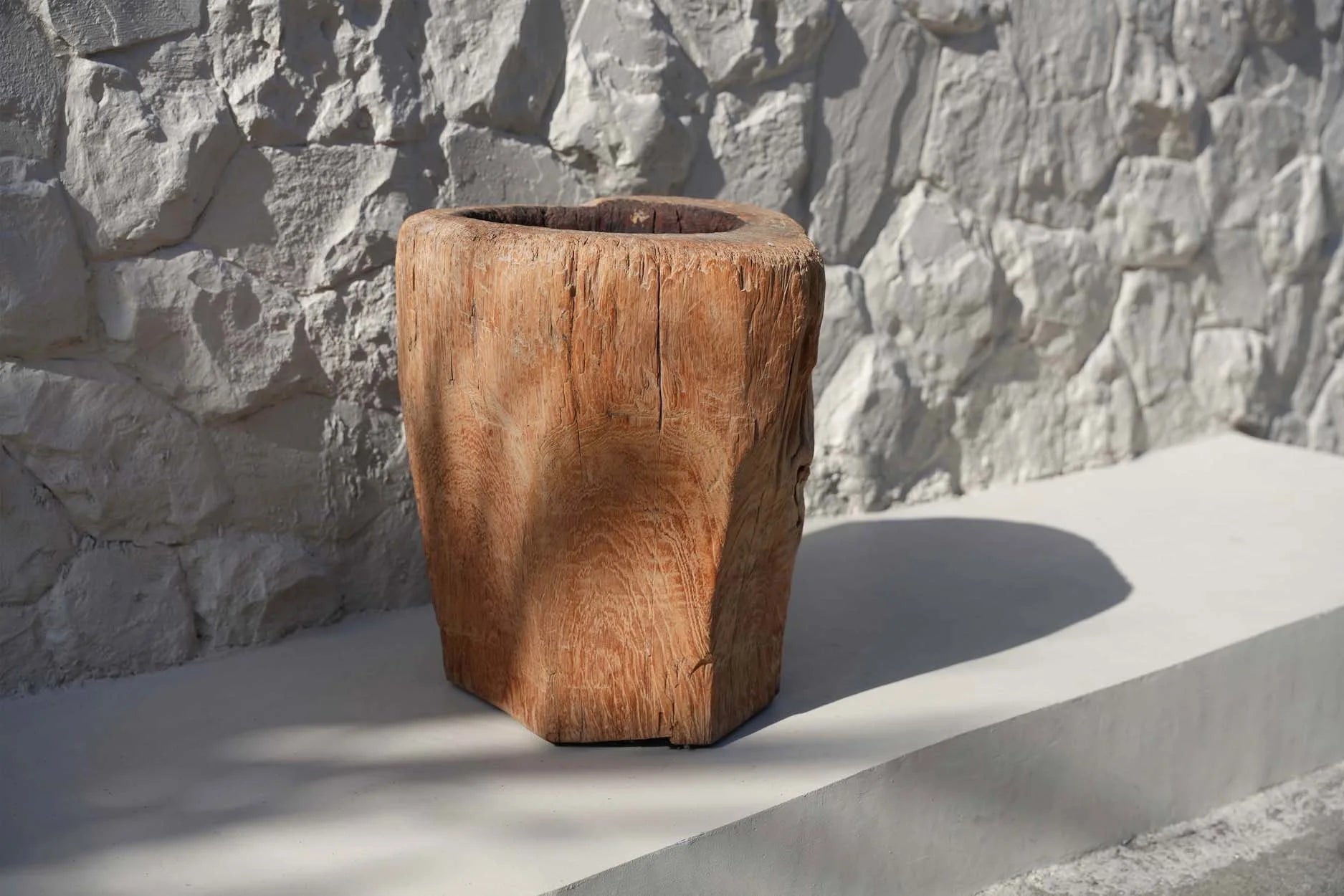 Bougie tronc en bois brut naturel aspect rustique