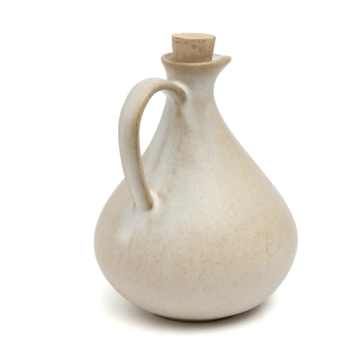 Pichette en céramique blanche avec bouchon en liège pour huile d olive