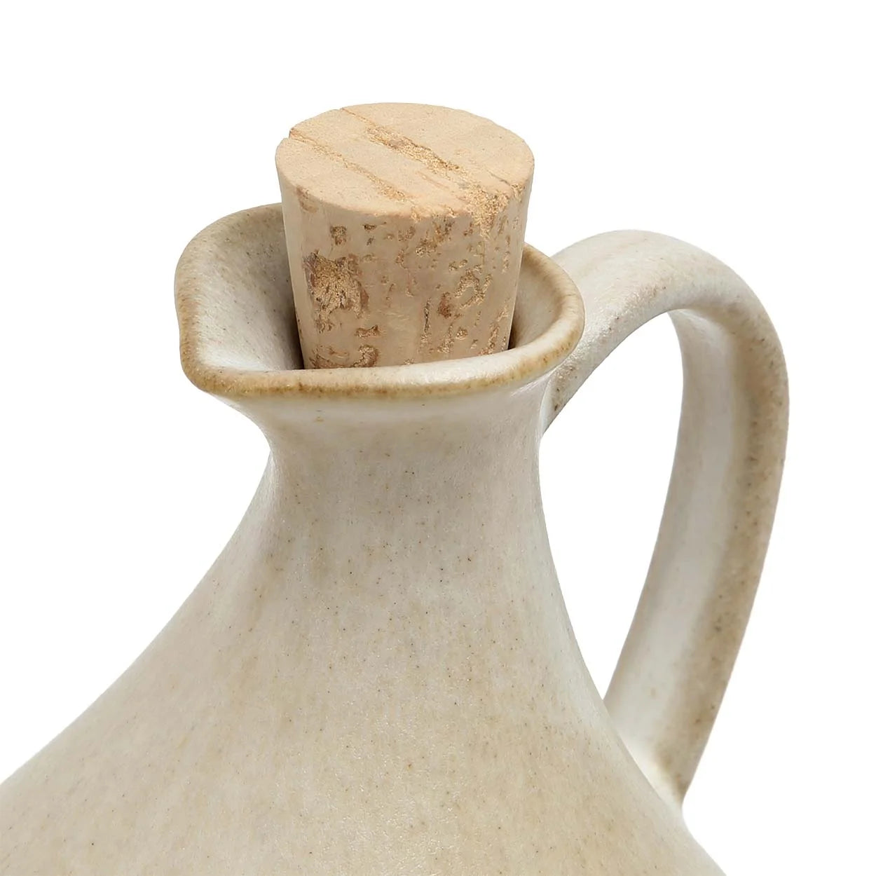 Jarre en céramique blanche avec bouchon en liège pour huile d olive 16 cm