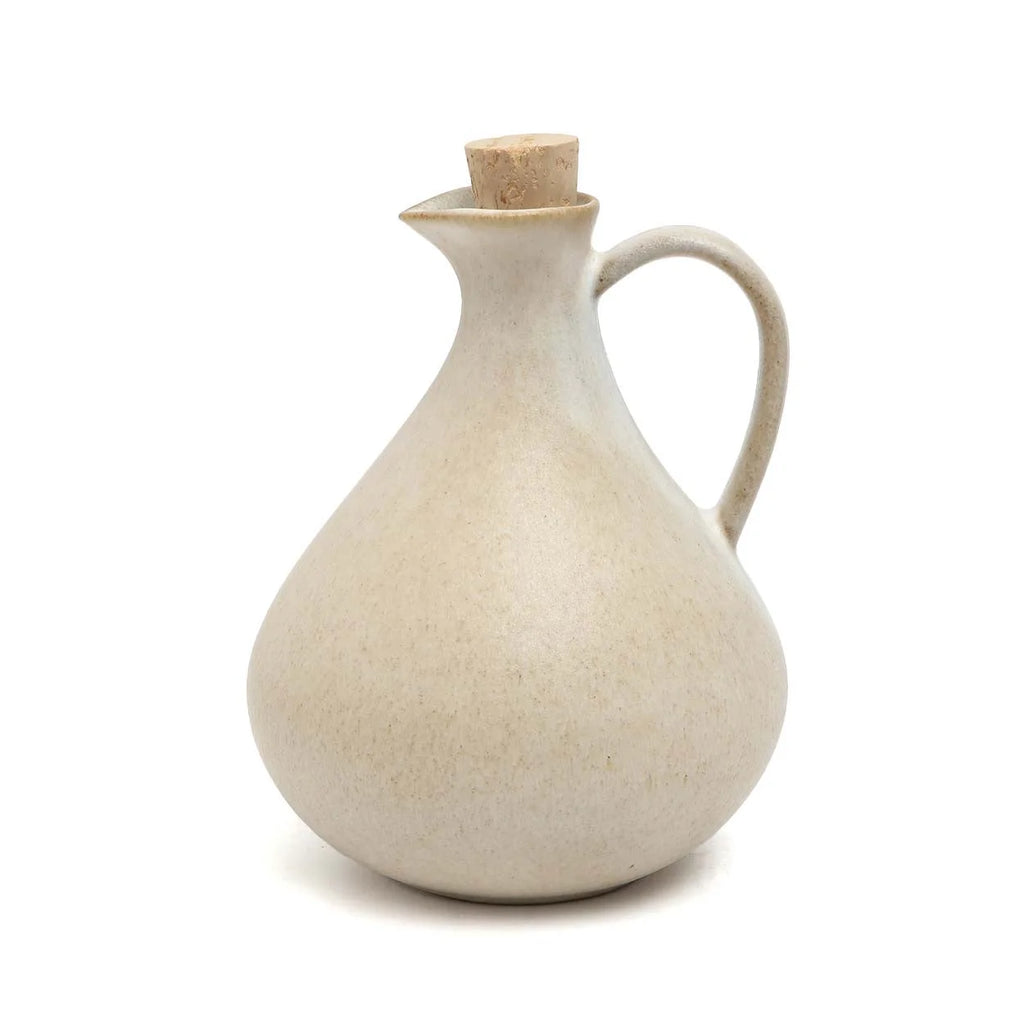 Pichet en céramique blanche avec bouchon en liège pour huile d olive 16 cm