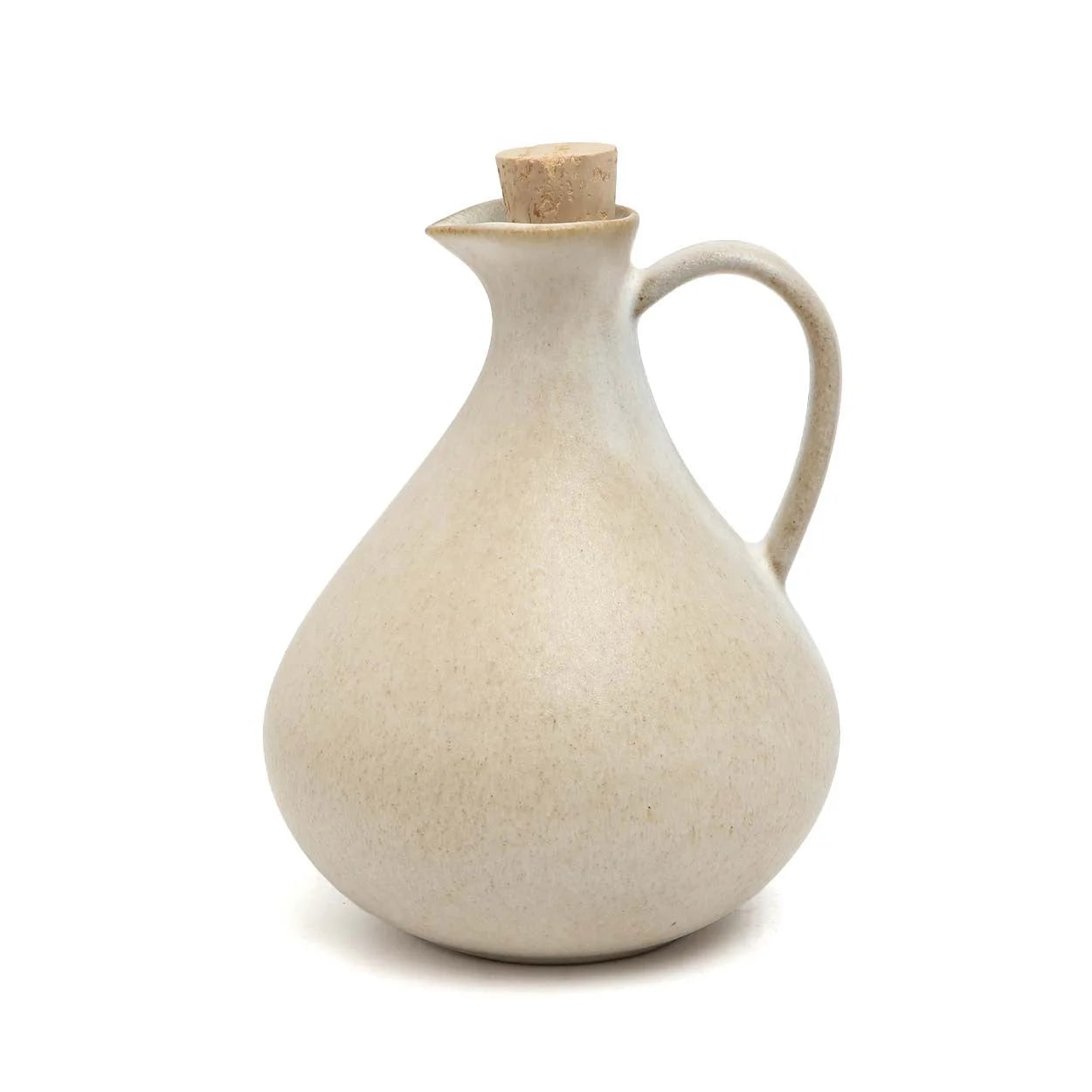 Pichet en céramique blanche avec bouchon en liège pour huile d olive 16 cm