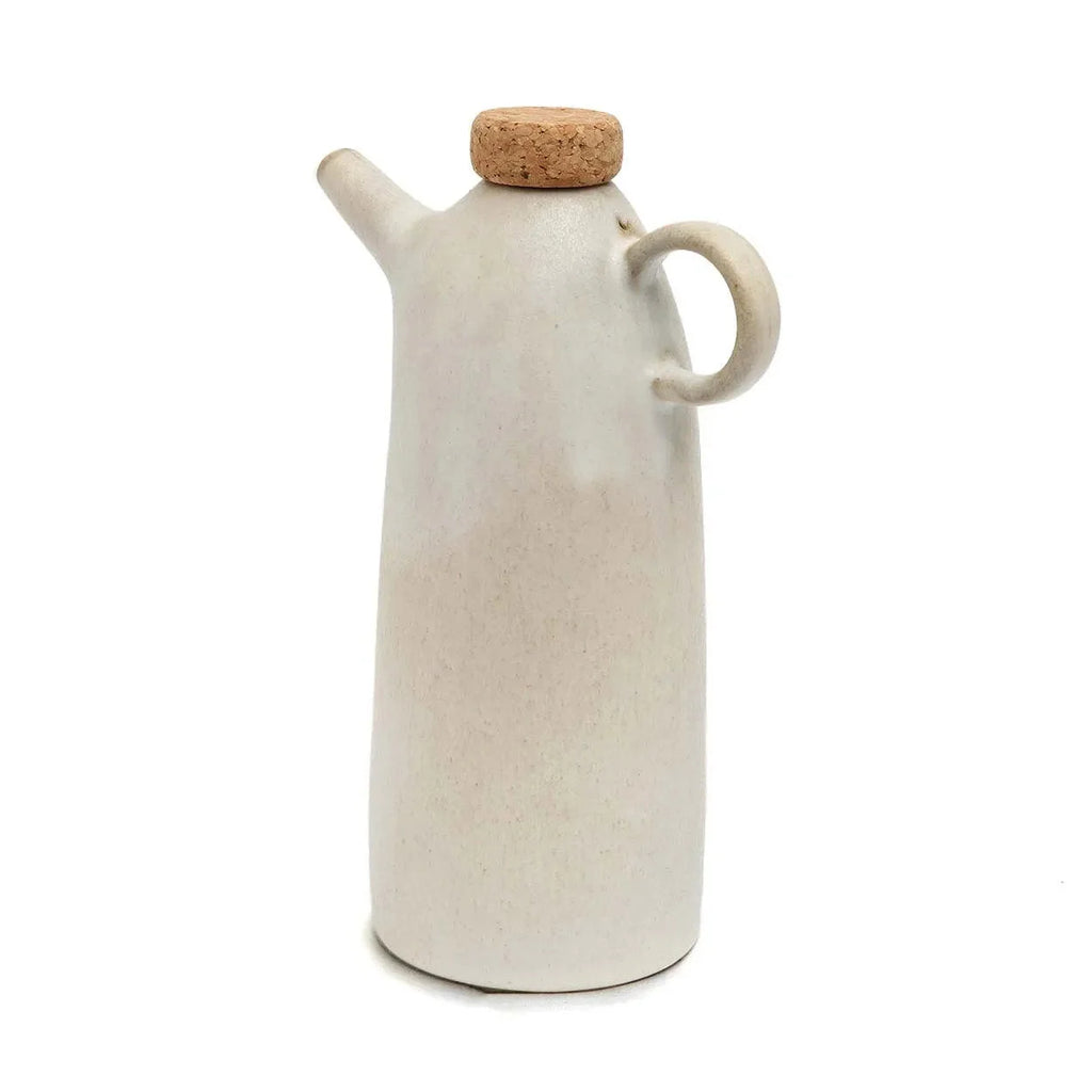 Bouteille en céramique blanche pour huile d’olive 19 cm