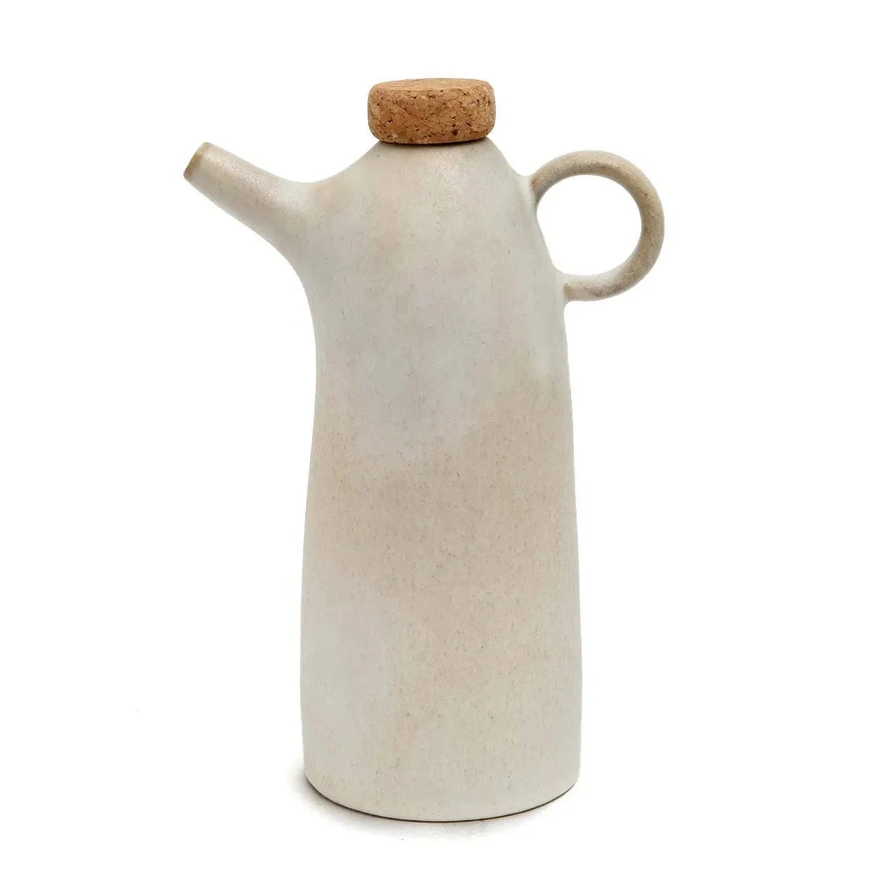 Bouteille en céramique blanche pour huile d’olive 19 cm
