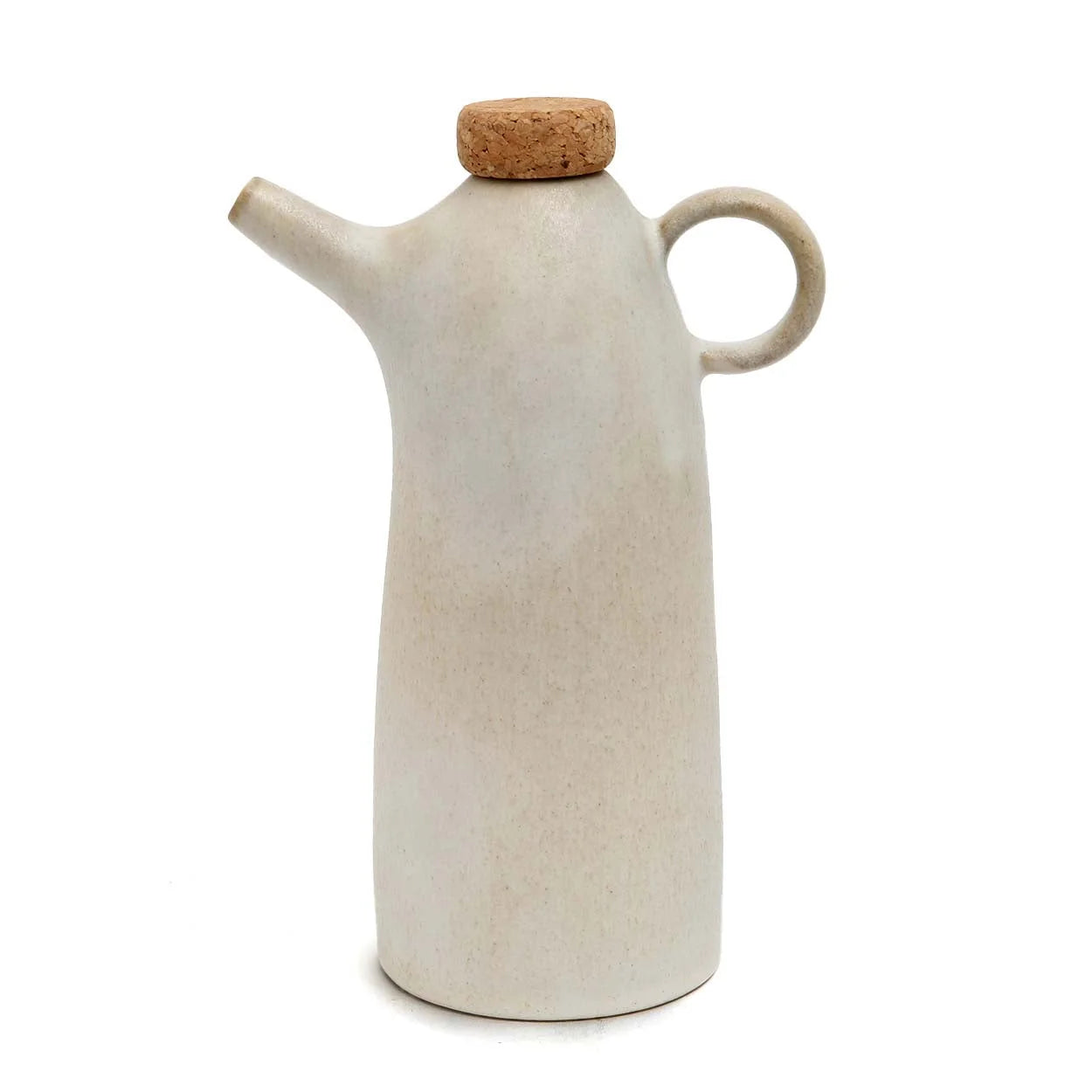 Distributeur d’huile en céramique blanche avec bouchon en liège pour huile d’olive