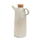 Distributeur d’huile en céramique blanche avec bouchon en liège, hauteur 19 cm