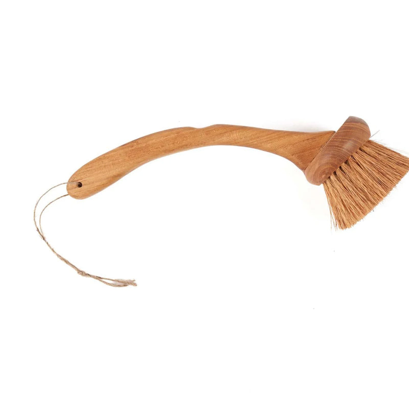 Brosse vaisselle en bois de teck naturel avec poils végétaux