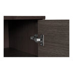 Charnière de meuble argentée moderne sur buffet bas en bois noir 150x40 cm