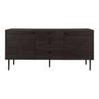Buffet bas en bois noir avec lattes horizontales, dimensions 150x40 cm