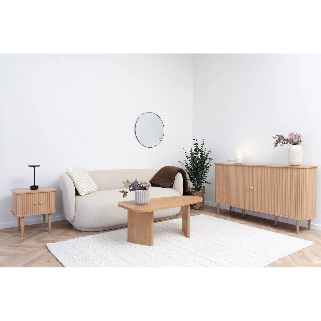 Ensemble de mobilier moderne pour salon avec buffet en bois rainuré naturel 2 portes