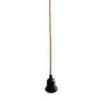 Support de lampe noir en métal avec cordon en jute naturel pour suspension élégante