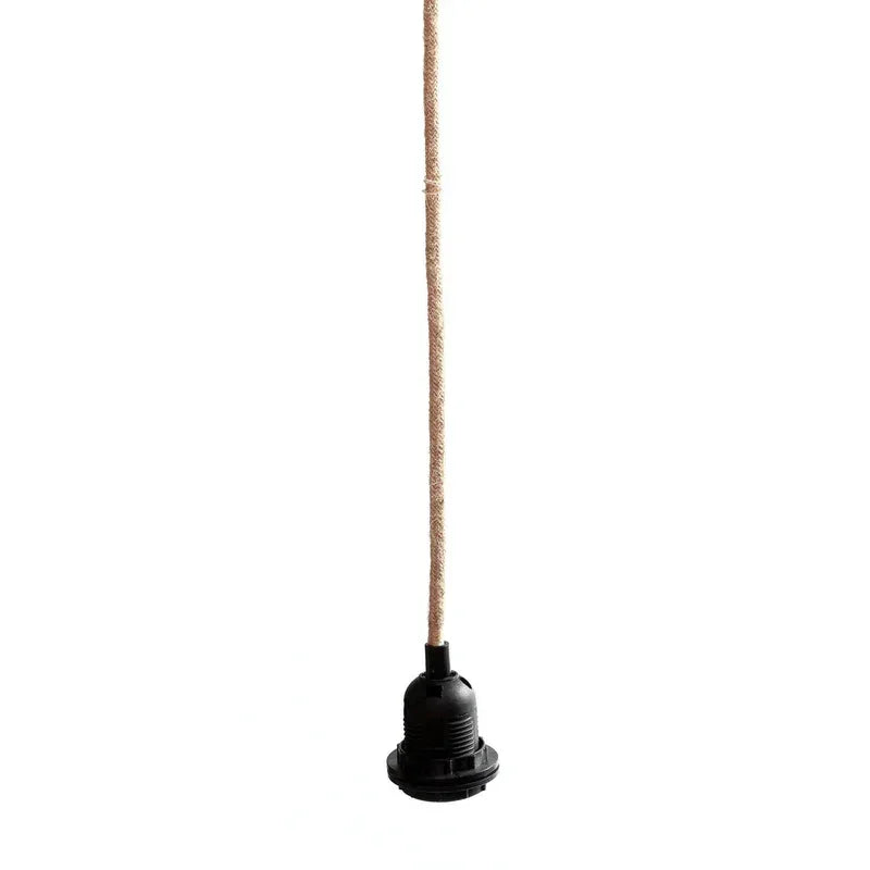 Support de lampe noir en métal avec cordon en jute naturel pour suspension élégante