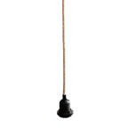 Douille d’ampoule noire avec cordon en jute naturel pour suspension en métal noir