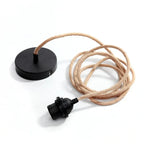 Ceinture de plafond noire avec câble en jute naturel et support E27 en métal noir