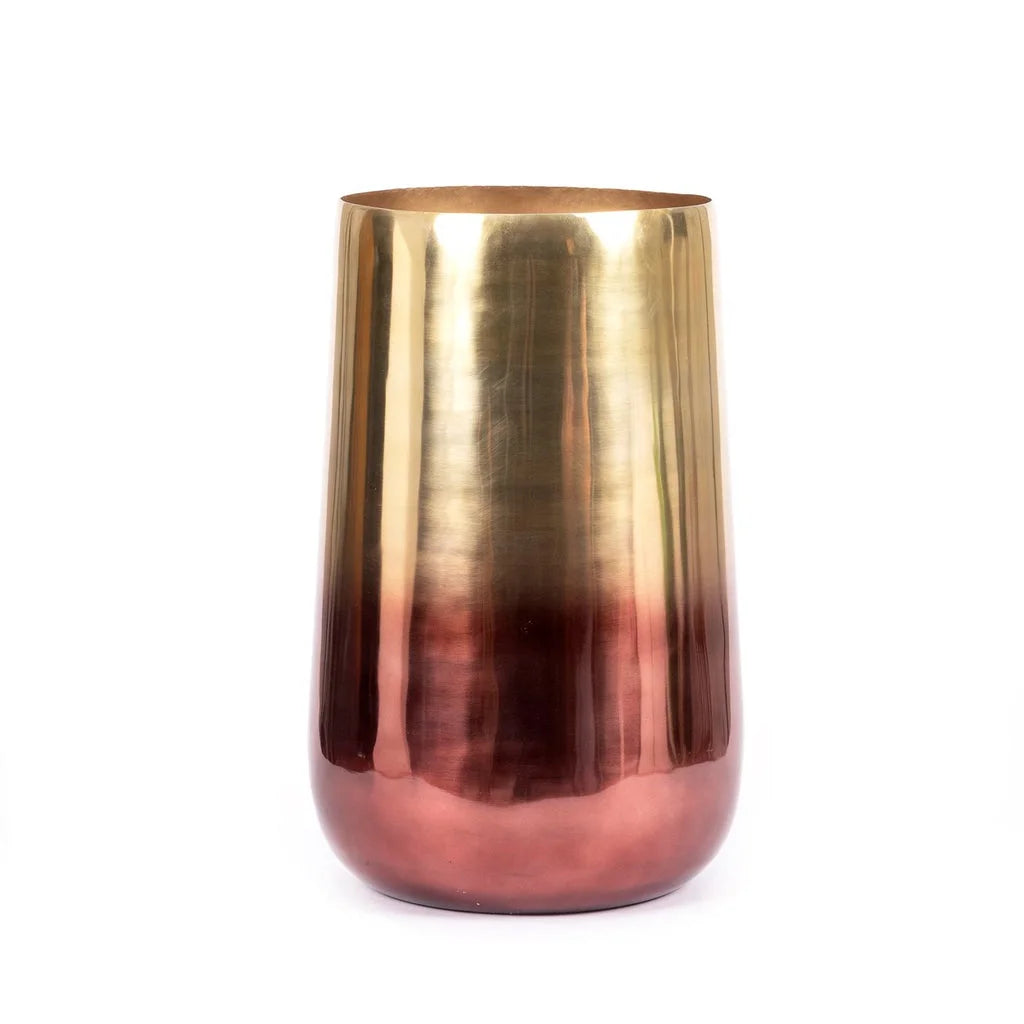 Vase ombré or et cuivre en laiton XL du cache-pot bicolore en laiton