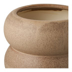 Cache-pot en grès beige moucheté, forme organique bombée Ø19 cm