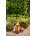 Cache-pot en métal doré effet dégradé cuivré pour plantes – H55 cm