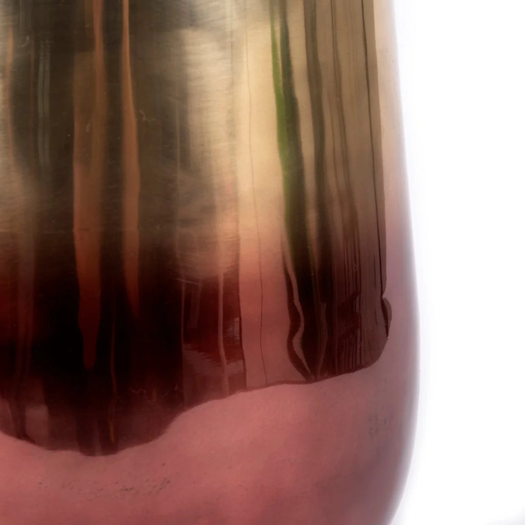 Cache-pot en métal doré effet dégradé cuivré pour plantes – H55 cm