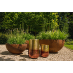 Cache-pot en métal doré effet dégradé cuivré pour plantes – H55 cm