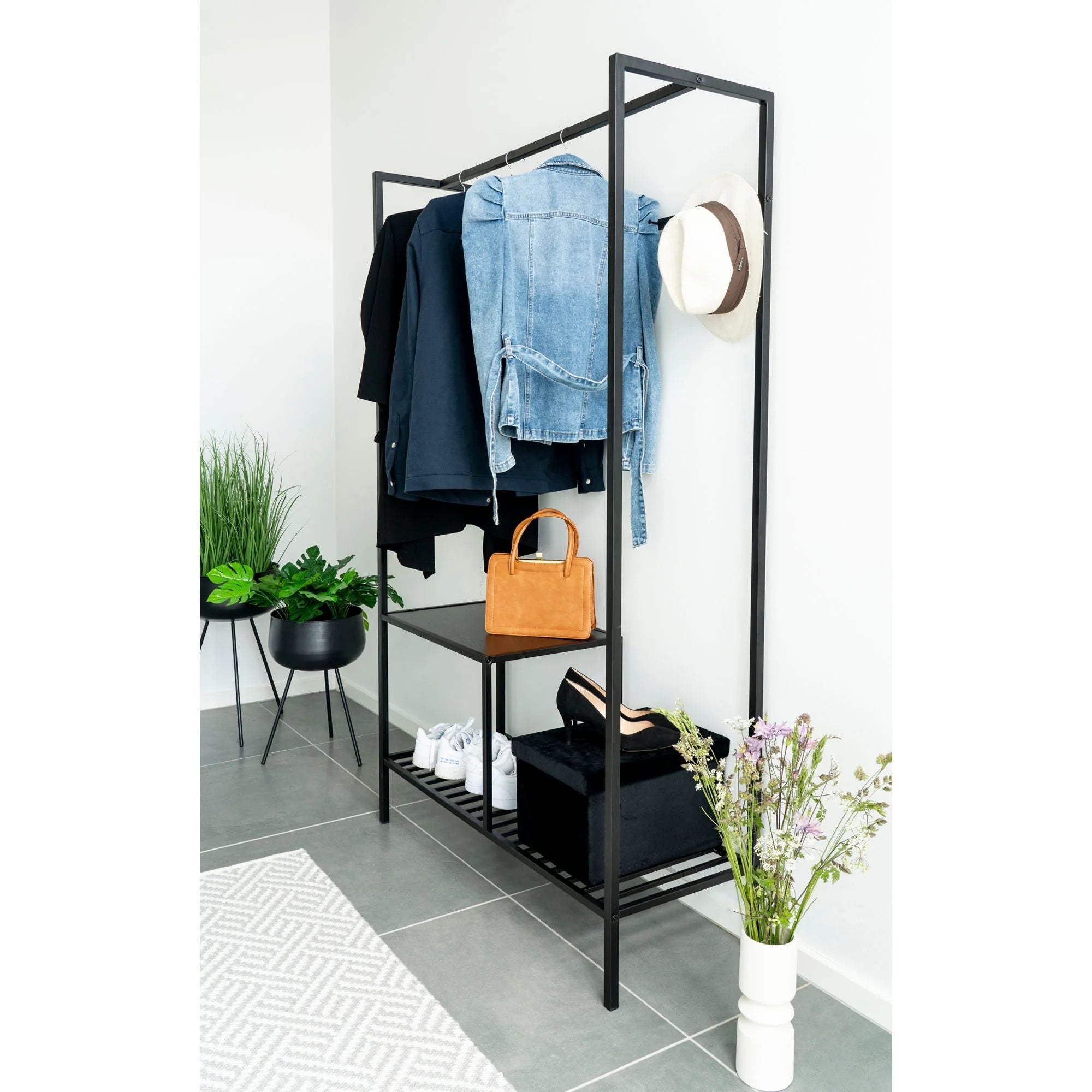 Portant vêtement en métal noir pour style black metal, H46 cm, lot de 2