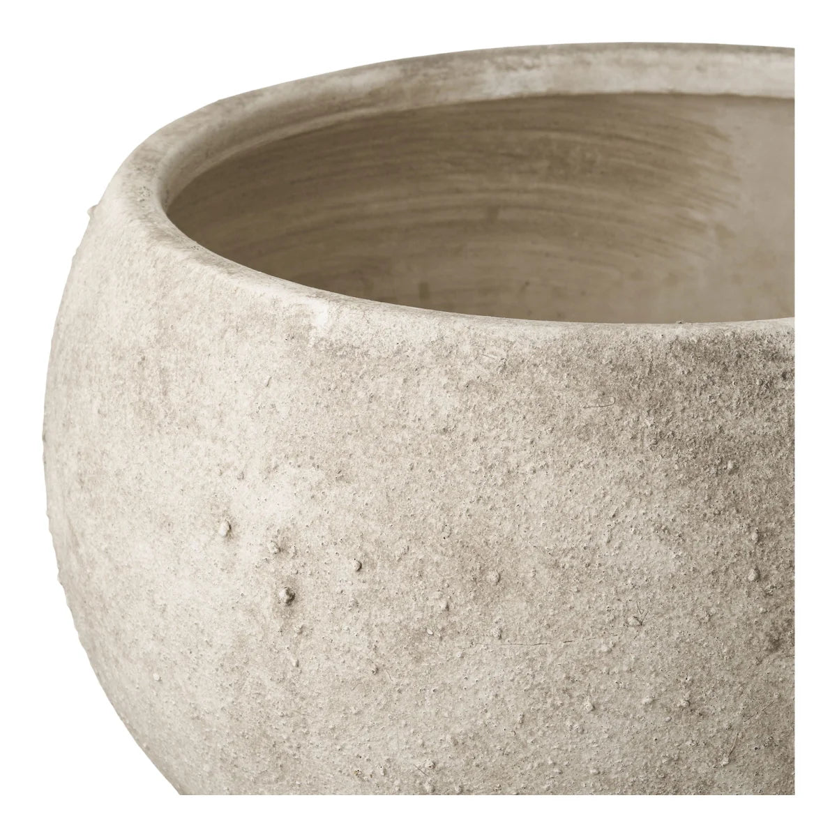 Cache-pot rond en céramique gris clair effet pierre avec large ouverture 26 cm