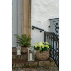 Panier en rotin naturel rempli d’hydrangeas vert clair - Set de 2