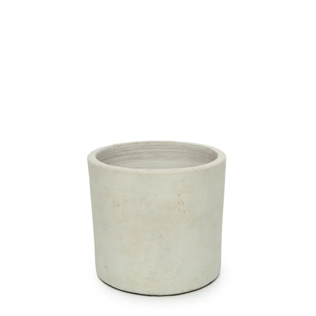 Cache-pot en terre cuite et teck H36 cm avec un planteur cylindrique beige naturel